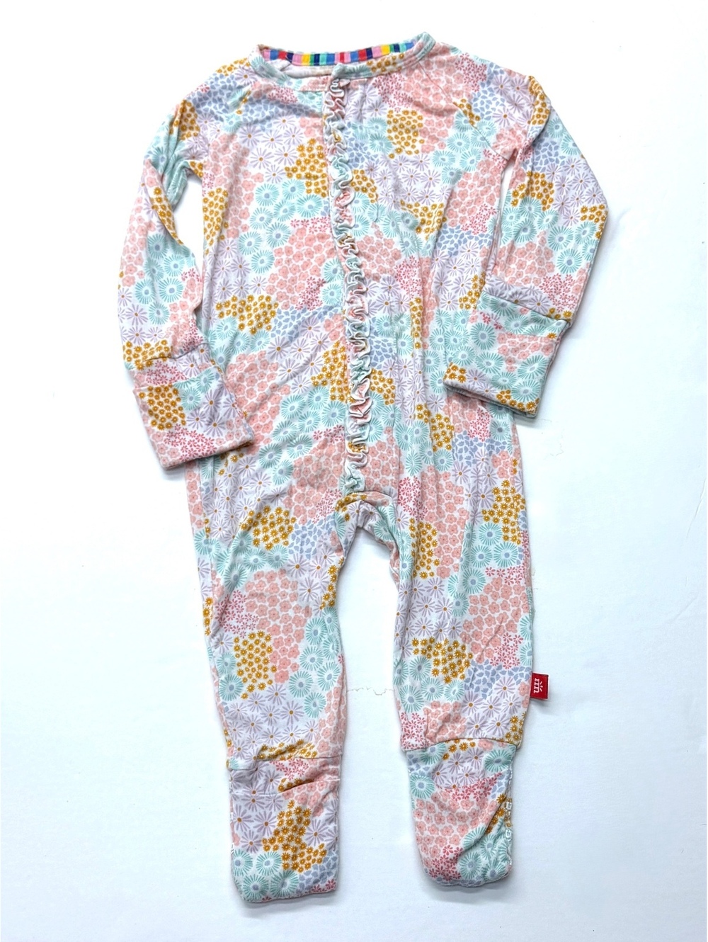 Magnetic Me Baby Bamboo Footed Coverall Convertible Sleeper 6-9 Mo Floral Print